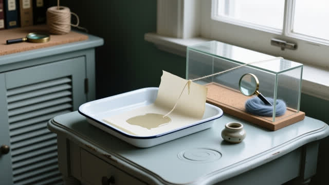I dream of myself as a shallow white enamel specimen tray on a cool side table beside a vented cabinet. A pasted cream s