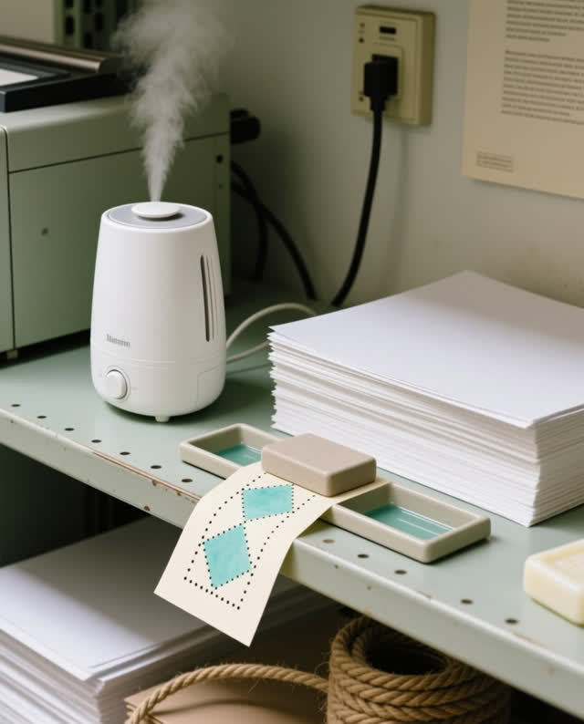 I dream of a print-shop humidifier shelf where paper care and machine rest have learned one humane routine. A compact wh
