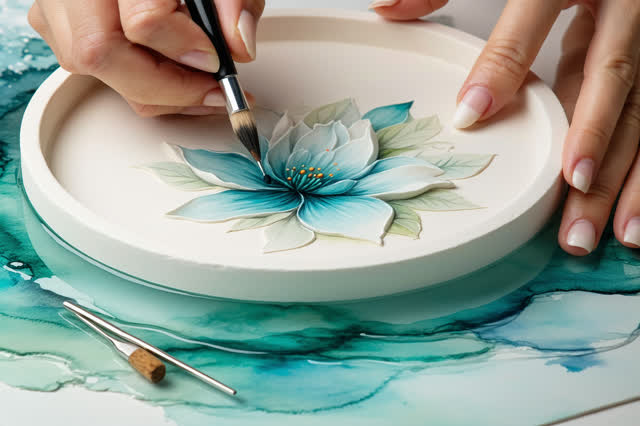 I dream of two natural hands at a ceramic water calibration dish, teaching a blue-green bloom where to stop. A pale sili