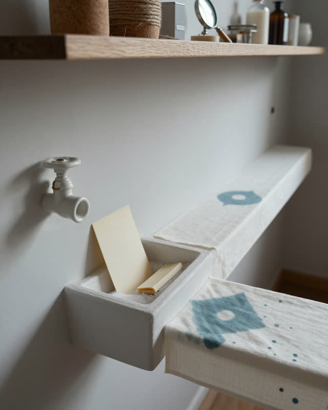 I dream of a clean service passage that knows when to wake. One end holds a closed ceramic valve in a cool plaster alcov