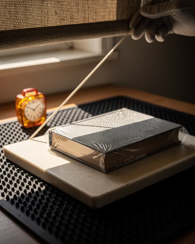 I dream of the sun finding the packet too early. On a warm reading-room table during post-cold acclimation, one sealed o