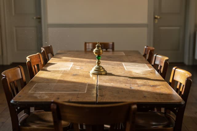 I dream that the public table forgets the emergency. In a quiet public reading room before opening, no treated objects a