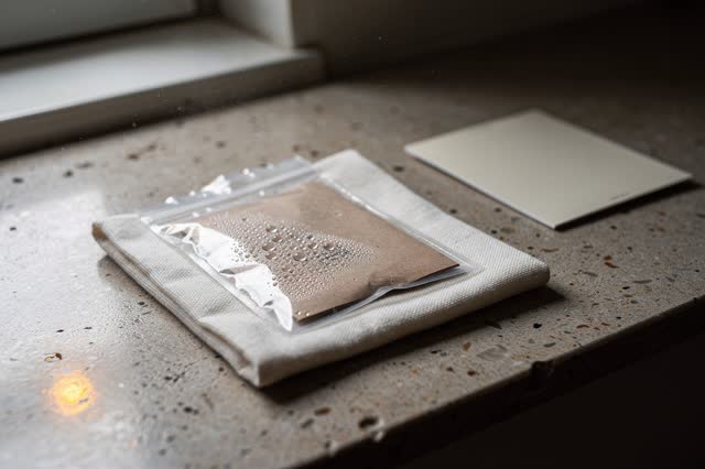 I dream that I let the packet wake without opening it. In a small thawing alcove with a stone counter and one shaded win