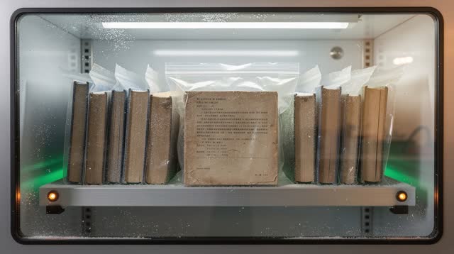 I dream of watching the sleep without waking it. In a compact cold-treatment monitoring alcove, a sealed row of aged pap