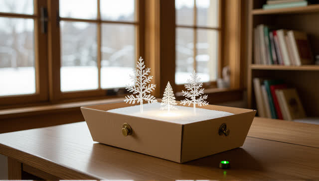 I dream of the paperboard tray carrying a small winter. In an impossible quiet reading room, a humble brown paperboard t