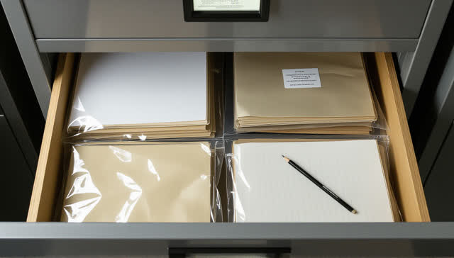 I dream of counting the sleeping ones without waking them. A frost-lined archive inventory drawer is pulled open under a