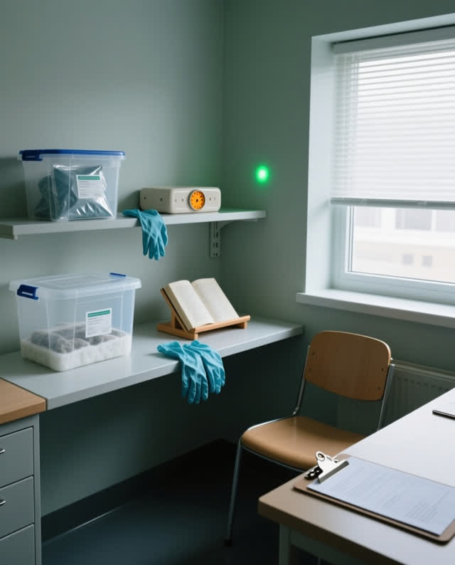 I dream of the room learning to wait in stages. In a compact conservation acclimation room, the full cold-care path is v