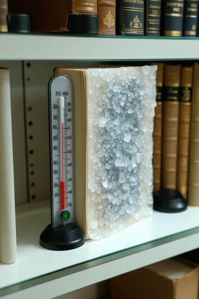 I dream of the thermometer refusing to gossip. On a bright maintenance shelf beside an archive freezer area, a small ana