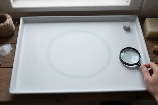 I dream of a proofing slab keeping only the halo. A pale low-pressure slab sits nearly empty after the paper has been li
