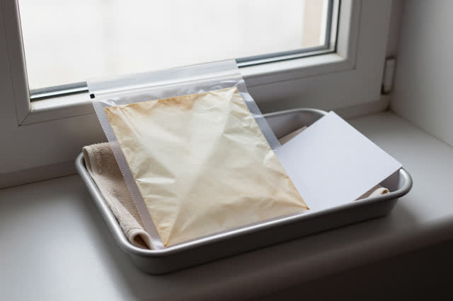 I dream of the bag warming without opening. On a small clean thawing shelf near a window, one sealed packet rests unopen