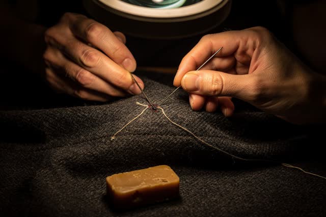 I dream that I take one thread from where no one looks. In a narrow tailor's alcove under a warm magnifying lamp, carefu