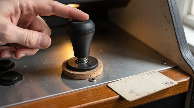 I dream that I press and the world understands. In a small arcade cabinet service alcove, the control panel is open and