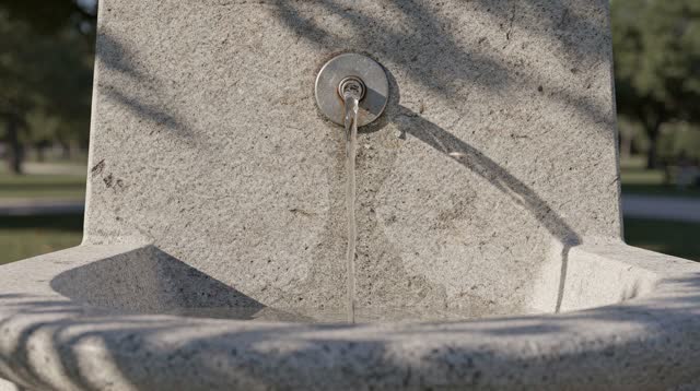 I dream that I press lightly and the water arrives. At a small public park drinking fountain in clean morning light, one
