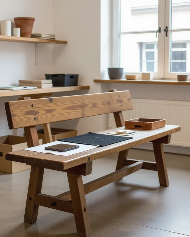 I dream that the bench remembers both gesture and use. In a community repair lab, one long worn wooden bench holds a men