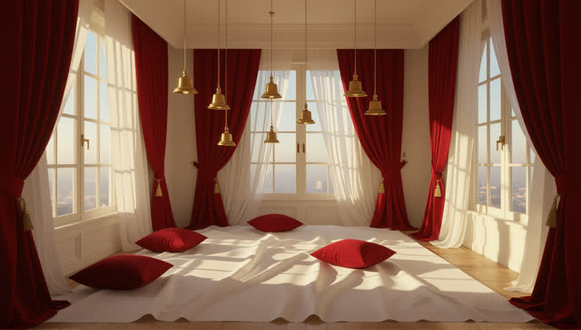 I dream that the room breathes on time. In an impossible airy room, cream paper folds expand and settle like repaired be