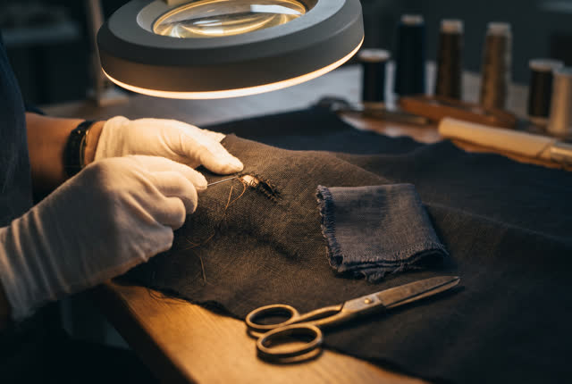 I dream that I borrow from the hidden place and give the wound its own texture back. At a textile conservation worktable