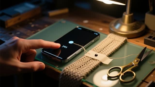 I dream that I touch again and this time the surface says yes. On a compact night workbench, one fingertip tests a phone