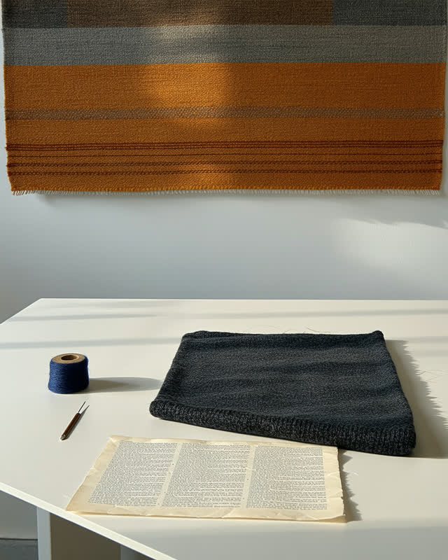I dream that if the mend disappears, someone must still carry the proof. On an asymmetric inspection table, a dark wool
