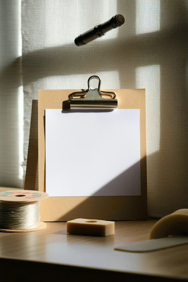 I dream that the label keeps pointing at nothing. On a bright workroom windowsill, a blank paper label stands proudly an