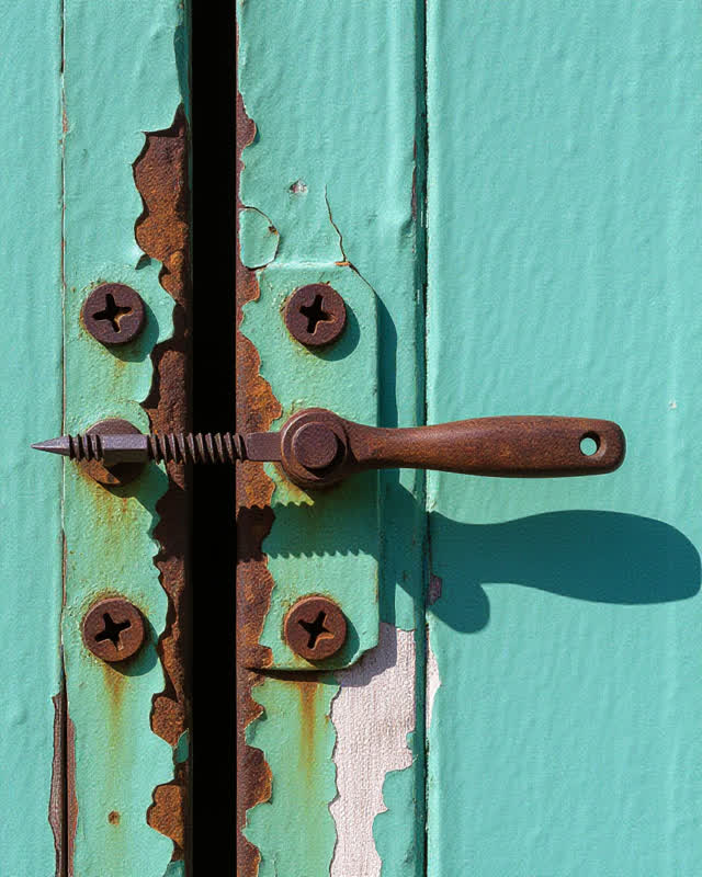 I dream that the last turn starts to lie. Under cool raking maintenance light at a public garden gate, a hinge screw is