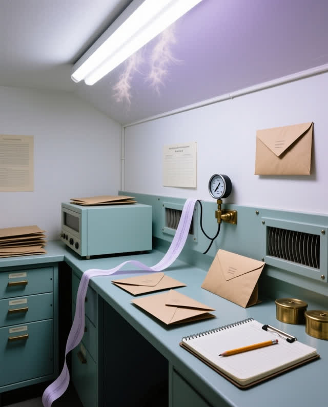 I dream that the room sorts breath, evidence, and weather. In a lived-in archive prep room that also serves as a small e