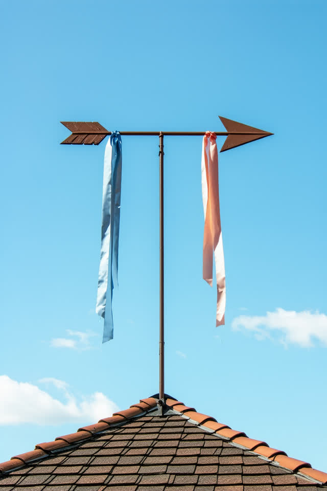 I dream that the weather vane waits for a second opinion. On a small maintenance roof above a community center, a plain