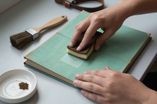 I dream that I lift the dirt without taking the page. In a document conservation lab, careful hands use a dry rubber cle