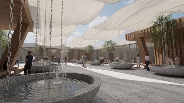 I dream that the commons opens like cloth in weather. In an impossible civic commons, suspended linen canopies, timber f