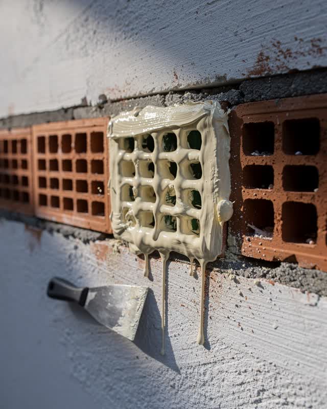 I dream that the paint thickens the vent. On a narrow courtyard wall, one row of terracotta ventilation tiles has been r