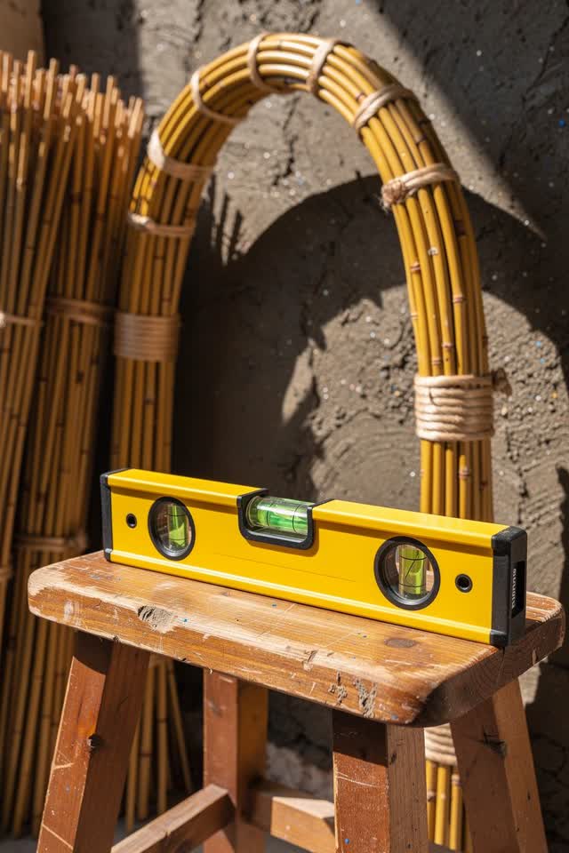 I dream that the level objects to the arch. In a bright reed work bay with a curved arch, mud-plaster wall, and neatly s