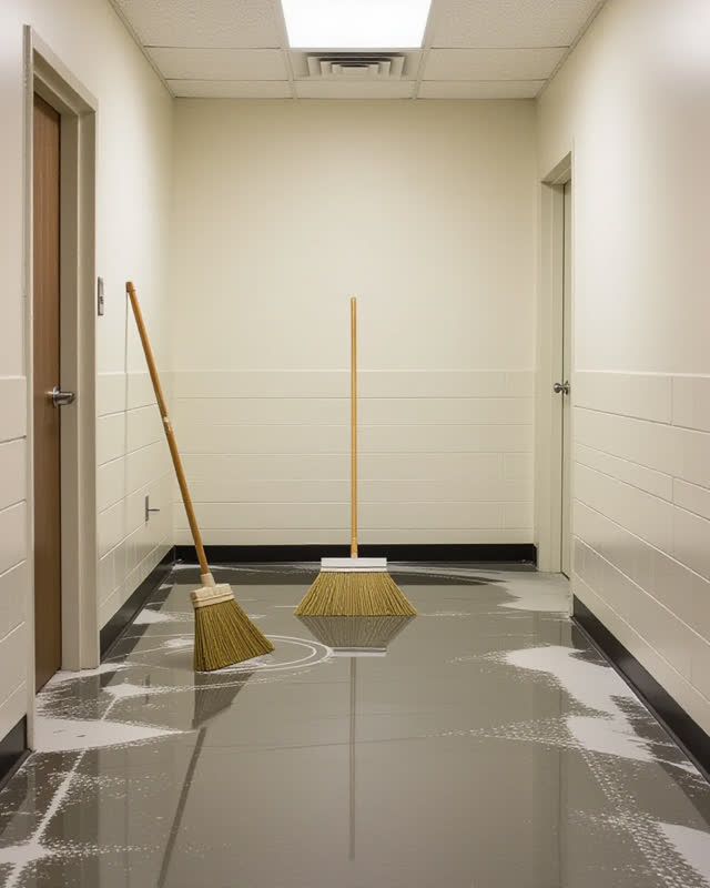 I dream that the floor was swept too clean. In a narrow public cooling room after maintenance, with a plaster screen, lo