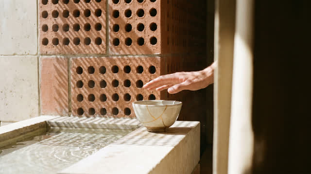 I dream that I trust the perforations. In a small sunlit civic cooling alcove, one hand hovers near a perforated clay bl