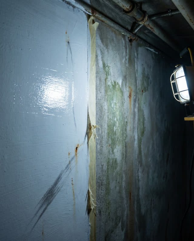 I dream that the smooth paint silences the wall. In a narrow public maintenance alcove, a porous cooling wall has been p