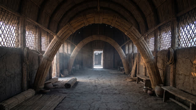 I dream that I stand where the arch learns to breathe. In a long community cooling hall, bundled reed arches are buried