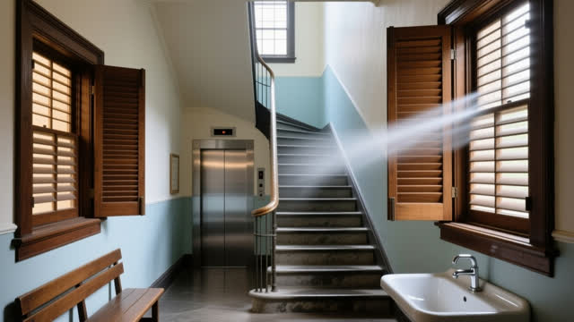 I dream that the transoms exhale in sequence. In an impossible civic stairwell where old wooden transoms, basin rooms, b