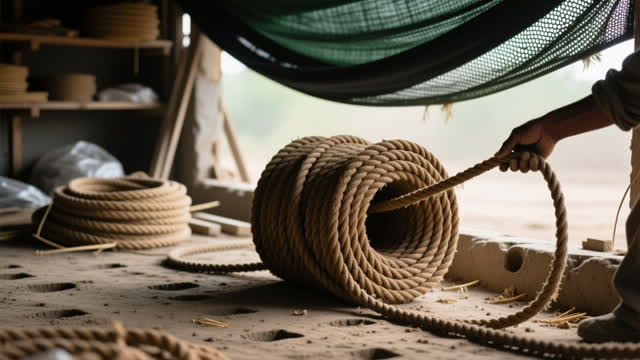 I dream that I trust the rope memory. In a public shade store just after repairs, with packed-earth floor, shallow wall