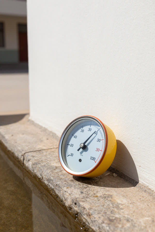 I dream that the hygrometer takes credit. In a sunny school courtyard corner beside an evaporative ceramic wall and a sh