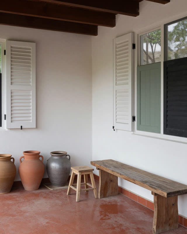 I dream that the cooling porch keeps four promises. On a public cooling porch between courtyard and workroom, shade shut
