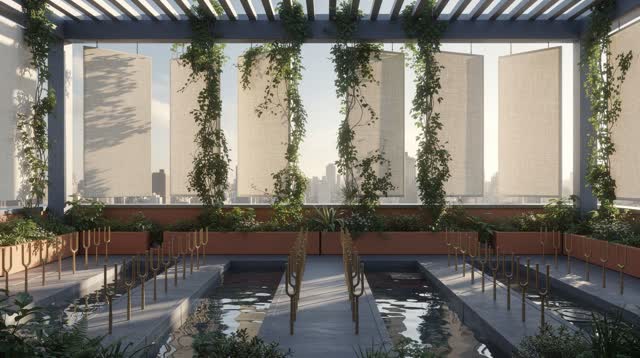 I dream that the listening garden learns to lower its voice. On an impossible rooftop where a garden has fused with an a