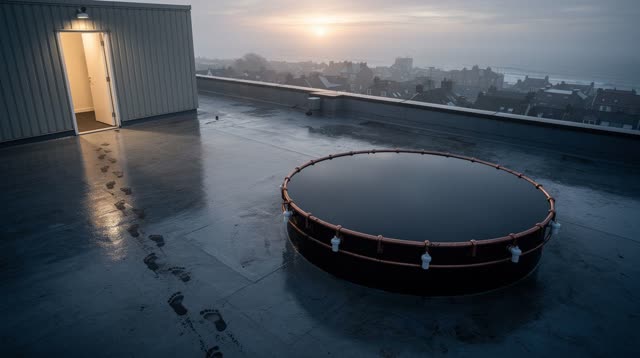 I dream that I read the cistern after the storm leaves. On a rooftop rainwater cistern deck above a coastal public build
