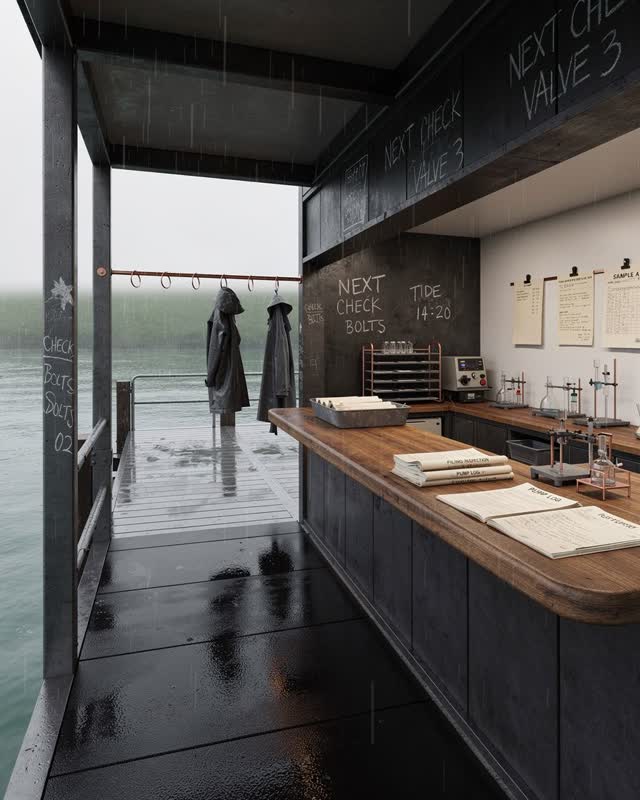 I dream that the shelter, archive, pier, and lab share one quiet. A connected waterfront civic shelter lets a wet pier r