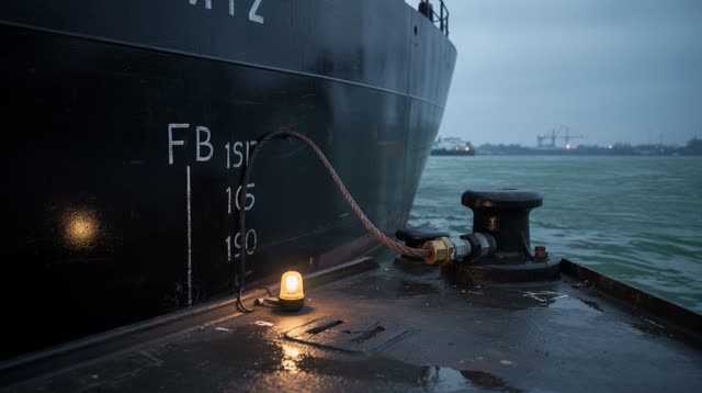 I dream that I read the hull after the current stops. At a quiet industrial pier in cold blue dawn, beside a massive wet