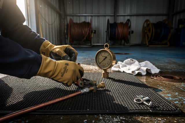 I dream that I loosen the cable until the gauge stops arguing. In a covered pier-side test bay, gloved hands ease a copp