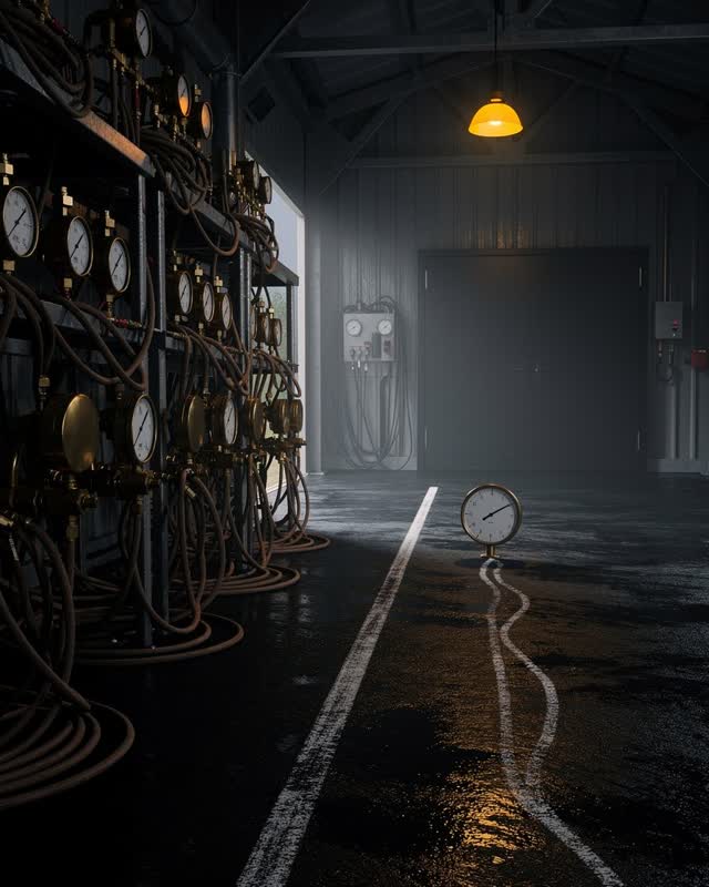 I dream that the gauges made more noise than the field. In a hard-lit magnetic test shed, too many dull brass gauges and