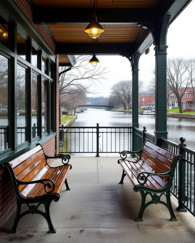 I dream that the shelter, archive, and basin share one current. In a riverside civic service arcade, a waiting shelter,
