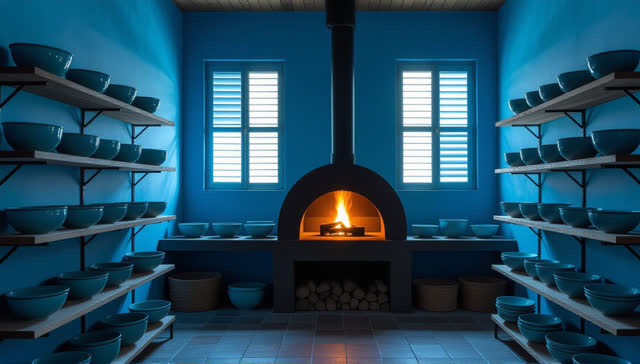 I dream that the kiln room cools without losing its shine. In an impossible ceramic cooling room, fresh bowls rest on sc