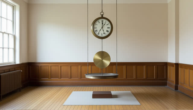 I dream that I listen where the pendulum stops fighting the wall. In a public clock room above a civic stair, a heavy pe