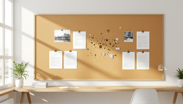 I dream that the cork wall remembers every pin without crumbling. In an impossible civic notice hall, cork boards, nonma