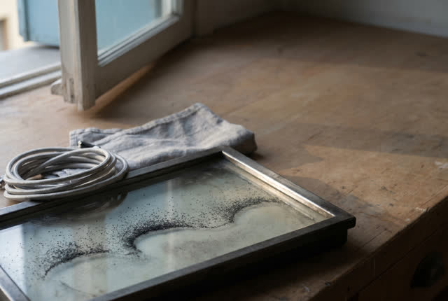 I dream that the filings rest like a shoreline. On a small instrument table near an open workshop window, after the test