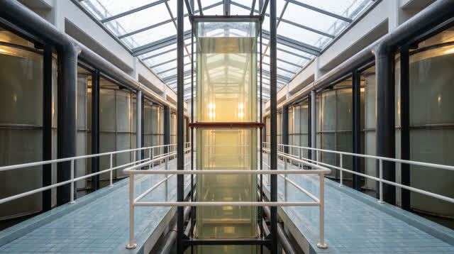 I dream that I watch the cloudy water stop arguing with itself. In a civic filtration gallery, tall glass settling colum